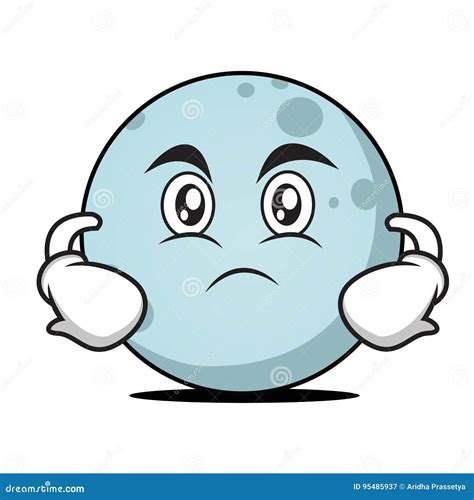 Serious Face Moon Cartoon Character Stock Vector Illustration Of