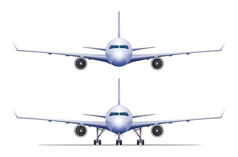 Airplane Front View Vector Illustration Isolated On White Background