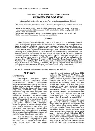 Gap Analysis Program Gizi Dan Kesehatan Di Posyandu Kabupaten Bogor