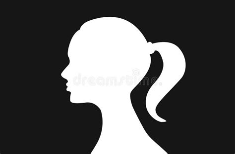 Beautiful Female Face Profiles Black Silhouette Outline Avatars Stock