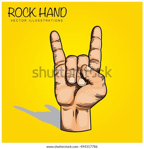 Rock Roll Hand Sign Drawing Vector Stock Vector (Royalty Free) 494317786