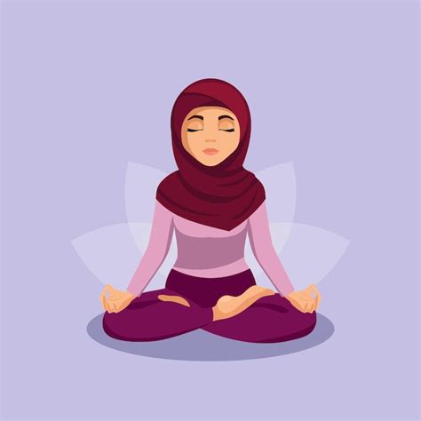 Mulher Mu Ulmana Usando Hijab Est Meditando Ilustra O De Desenho