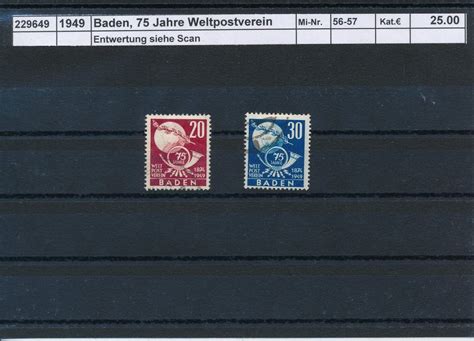 1949 Baden 75 Jahre Weltpostverein Kaufen Auf Ricardo