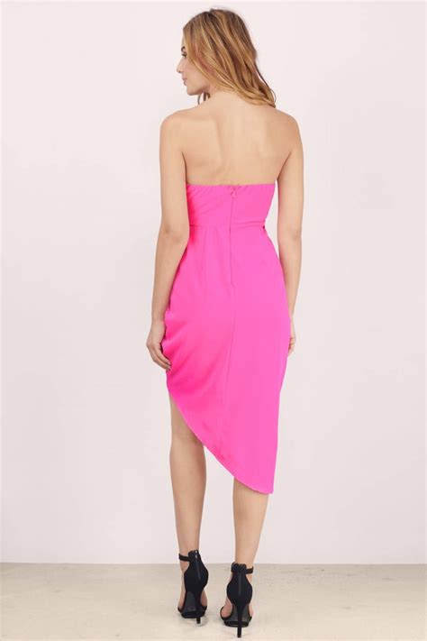 Trista Strapless Bodycon Dress In Neon Pink 19 Tobi Us