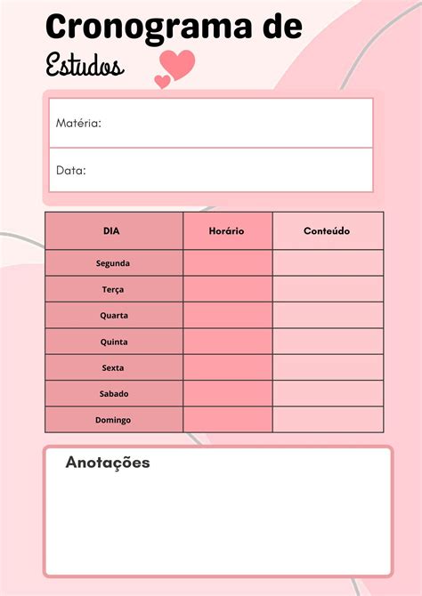 Cronograma De Estudos Para Imprimir Planner 2023