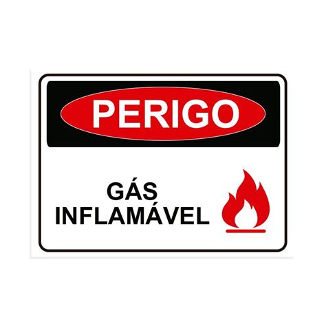 Placa de Sinalização Perigo Gás Inflamável MadeiraMadeira