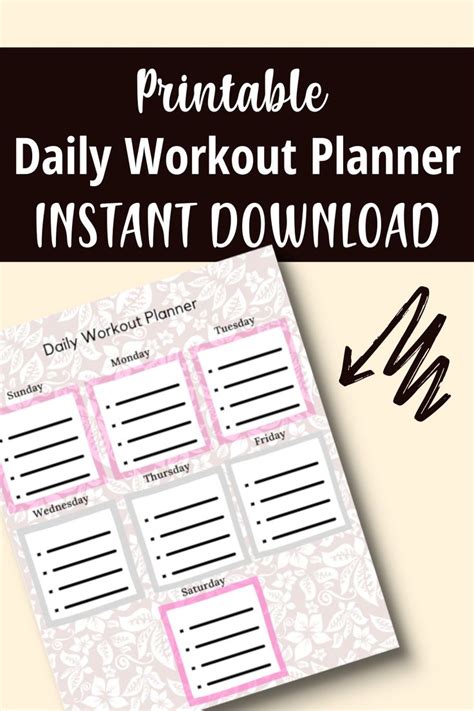 Printable Daily Workout Planner Simple Exercise Exercise Planner