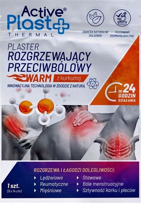 Plaster rozgrzewający przeciwbólowy z kurkumą ACTIVE Plast 1 sztuka