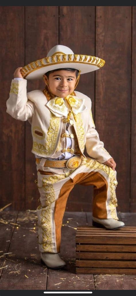 Charro Gamuza Outfit Traje Boy Mariachi Suit Beige Gold Color Etsy