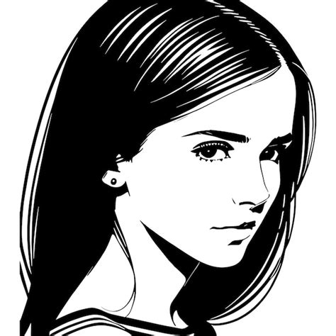 Premium Vector Black And White Drawing Of A Female Face Contour Lines