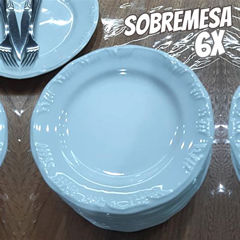 Estojo Pratos Sobremesa Em Porcelana Modelo Redondo Relevo