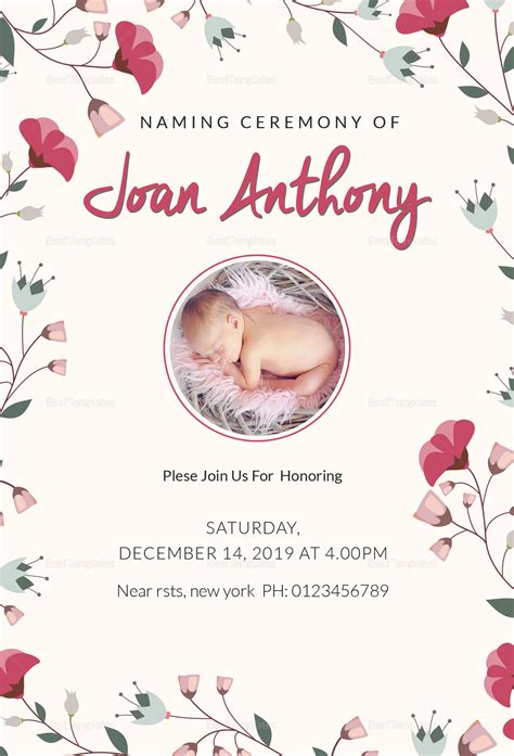 Happiest Naming Ceremony Invitation Design Template In PSD Word Publisher