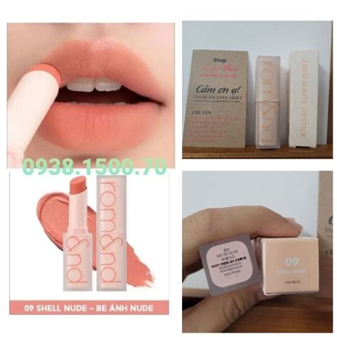 SON THỎI LÌ Romand Zero Gram Matte Lipstick 09 Shell Nude MÀU BASE ÁNH