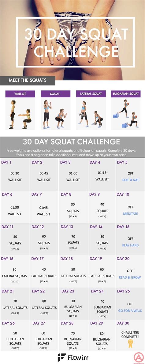 30 Day Squat Challenge Printable Printable And Enjoyable Learning