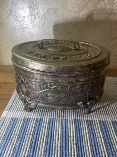 VINTAGE SILVER PLATED ETROG BOX JEWISH JUDAICA Israel 1950s EBay