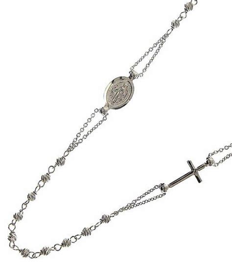 Collana Girocollo Rosario Lunga Con Medaglia Madonna Miracolosa E