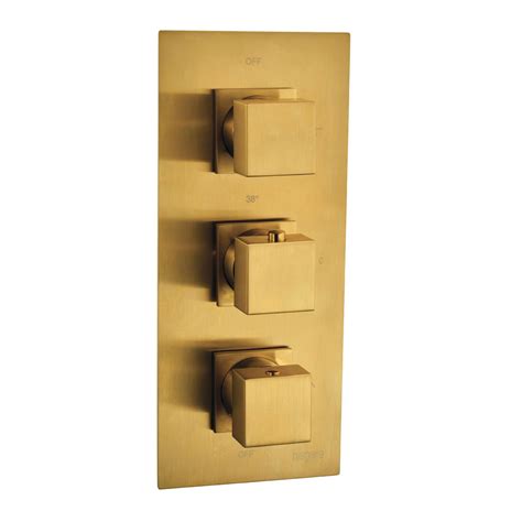 Niagara Observa Square Triple Valve Brushed Brass Cheeky Bathrooms