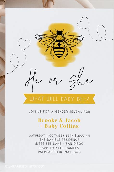 Bee Gender Reveal Invitation What Will Baby Bee Invite Etsy Bee