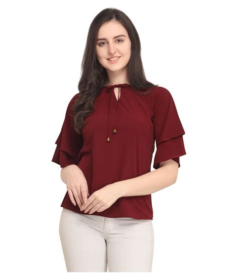 Clothzy Crepe Regular Tops Maroon Buy Clothzy Crepe Regular Tops