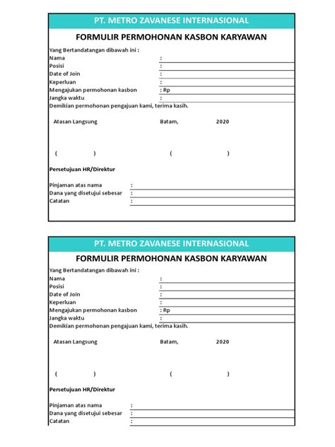 Form Kasbon 1 Pdf