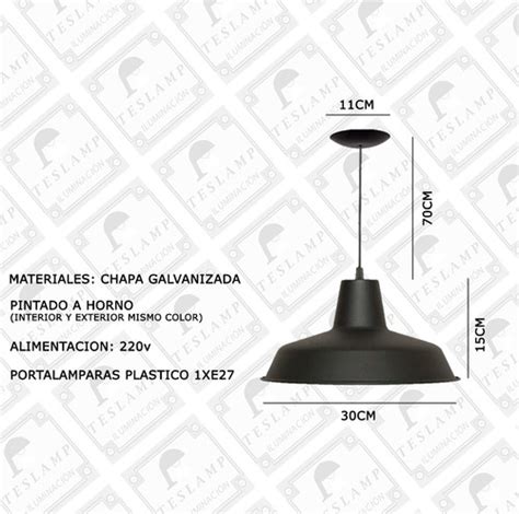 Lampara Colgante Campana Galponera Varios Colores Apto Led Teslamp