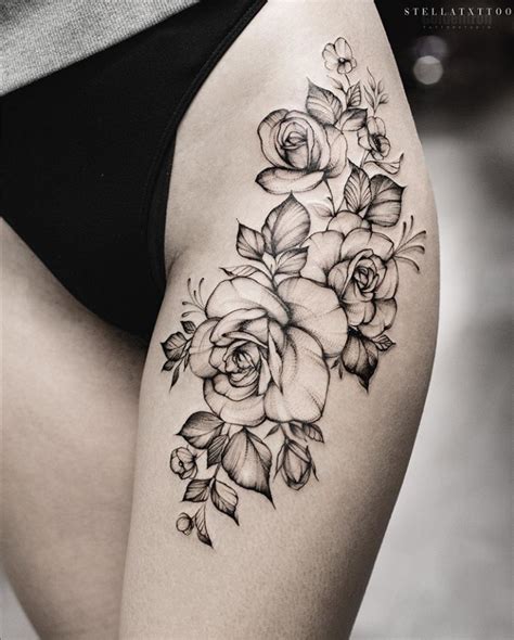 Flower Tattoo On Thigh