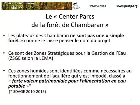 Ppt Le Center Parcs De La For T De Chambaran Powerpoint