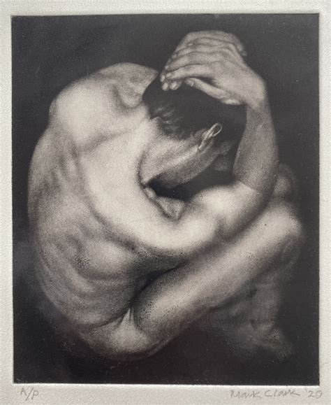 Hunched Male Nude Etching And Drypoint Mark Clark