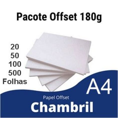 Papel Chambrill Offset A4 180gr Pacote 20 50 Ou 500 Folhas