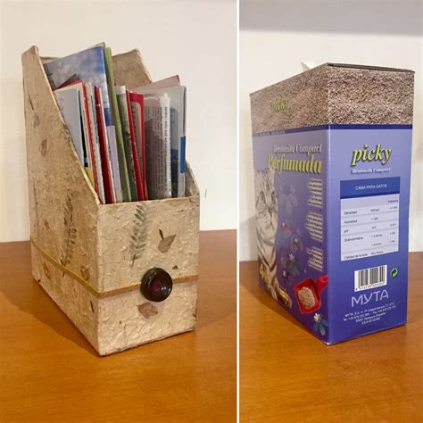 Archivador a partir de una caja de cartón Boite en bois Diy Boite