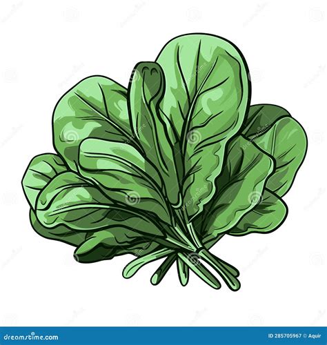 Spinach Hand Drawn Illustration Spinach Vector Doodle Style Cartoon