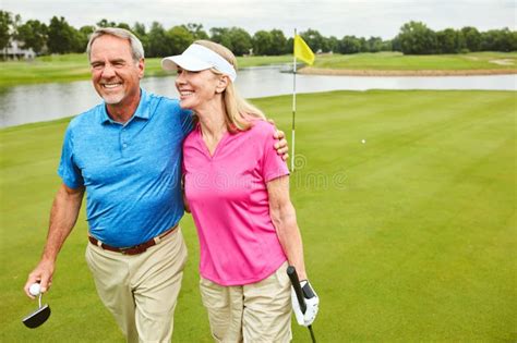 Date Was A Good Date On The Course A Mature Couple Out Playing Golf