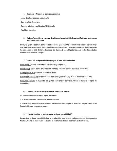 Examen Noviembre 2018 Preguntas Y Respuestas 1 Enumera 4 Fines De