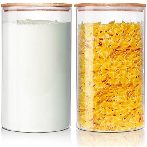 HomArtist Large Glass Flour and Sugar Containers 180oz x2 [Set of 2], Glass Food Storage ...