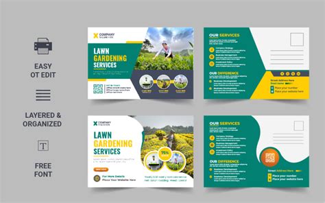 Creative Lawn Mower Garden Or Landscaping Service Postcard Design