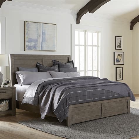 Sedona Transitional Medium Gray Wood Panel Bed Queen