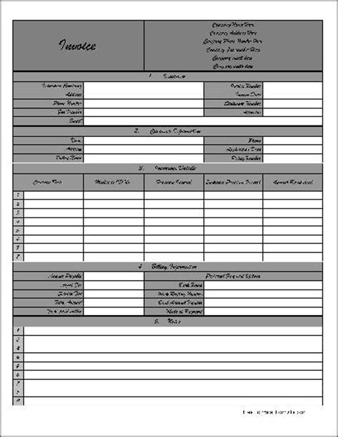 Free Fancy Personalized Numbered Row Detailed Insurance Invoice Form