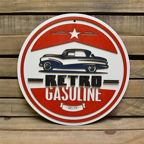 Placa Decorativa Em Alto Relevo Retr Gasoline Elo