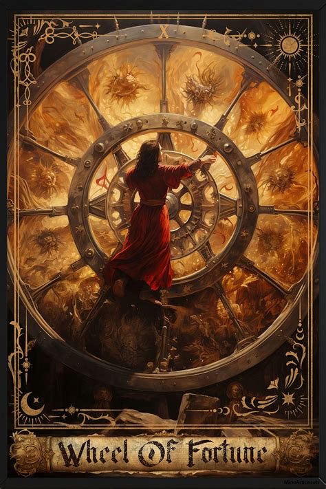 Wheel Of Fortune Tarot Card Print Major Arcana Art Poster Wheel Canvas