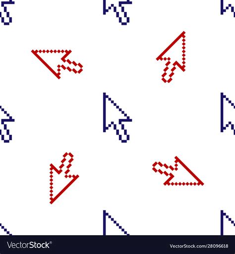 Blue And Red Pixel Arrow Cursor Icon Isolated Vector Image