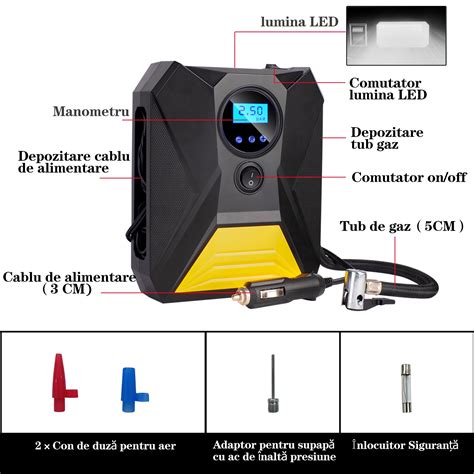 Compresor Auto Portabil Byondself Cu Iluminare Led De Lucru Afisaj