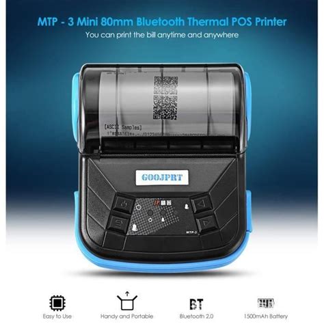 80MM MTP 3 Imprimante Thermique sans Fil Bluetooth Impression Réception