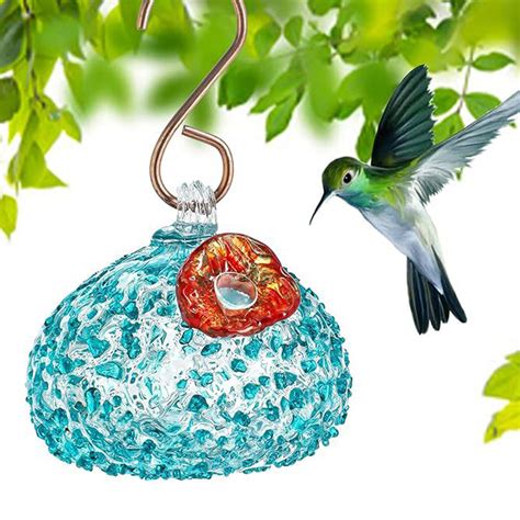 Luodu Large Hummingbird Feeders For Outdoors With Stand Glass