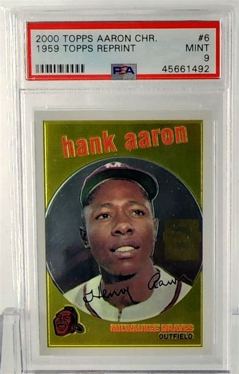 Hank Aaron 2000 Topps CHROME 6 1959 Topps Reprint PSA 9 MINT Home Run