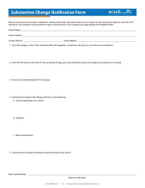 Fillable Online Substantive Change Notification Form Advanced Fax