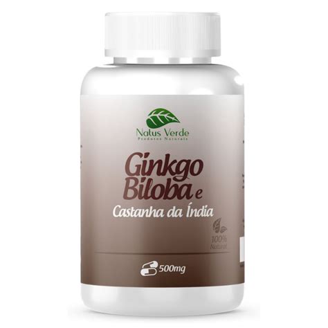 Ginkgo Biloba Castanha da Índia 100 Cápsulas de 500Mg Ginko