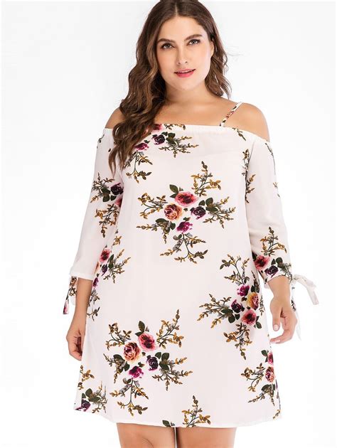 Plus Size Floral Cold Shoulder Dress Floral Print Dress Dresses