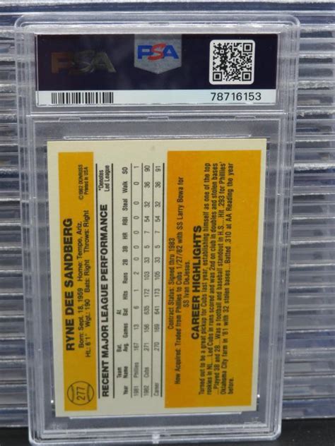 1983 Donruss Ryne Sandberg Rookie RC 277 PSA 9 Chicago Cubs EBay