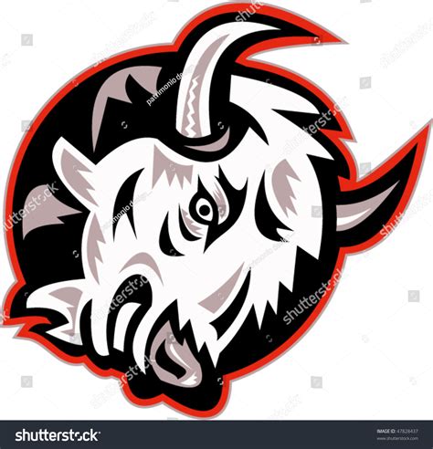 Vector Illustration Of An Angry Bison Head Ready To Attack Set Inside A