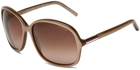 Tommy Hilfiger Womens 1001 S 084a Round Sunglasses Beige Gold Frame Brown Shade Lens One Size